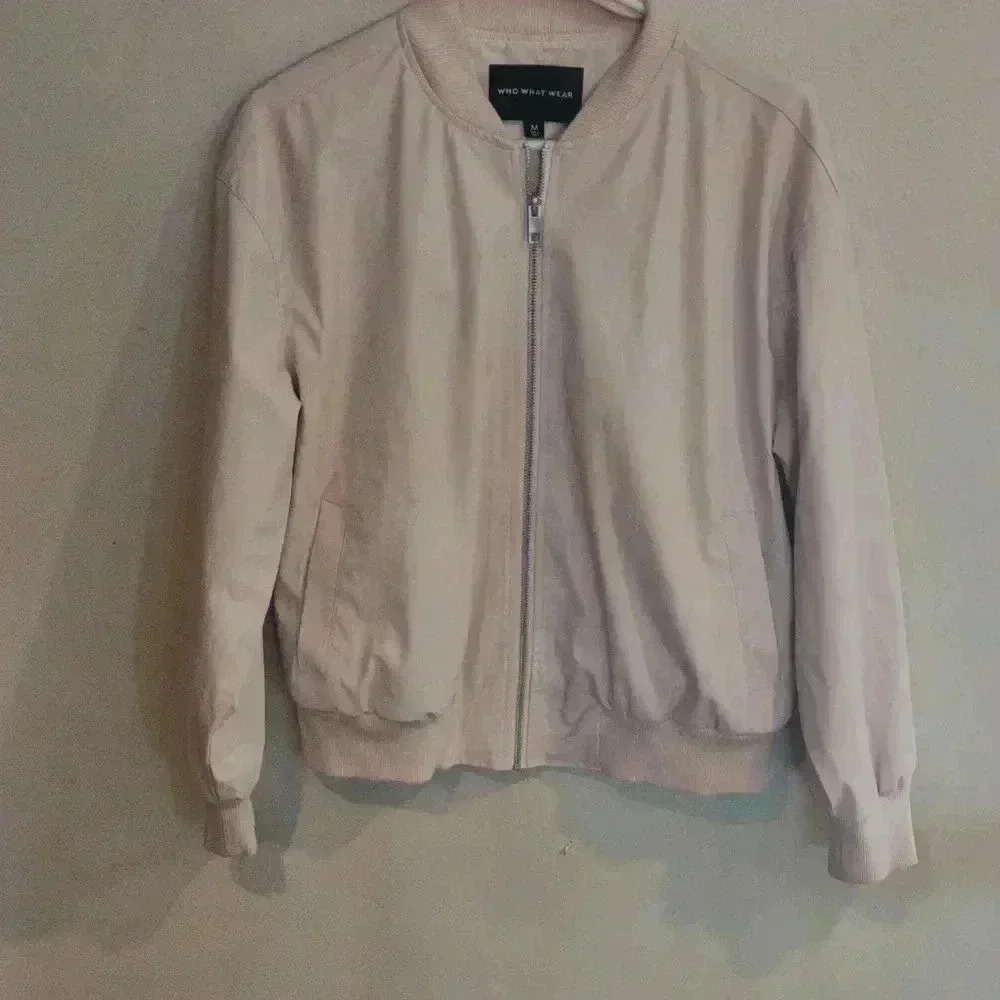 Women's Who What Wear faux leather pale pink jacket size medium